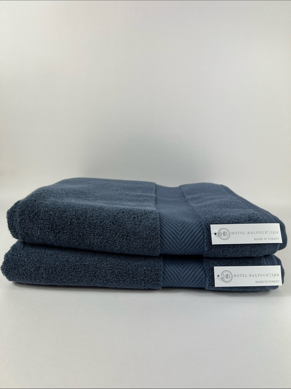 Hotel Balfour Spa Bath Towels Dark Blue Soft Turkish Cotton Plush Set of 2 NEW
